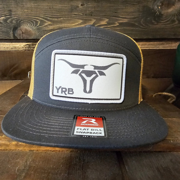 YRB White Patch | 7 Panel Trucker | Richardson 168 | Charcoal/Old Gold