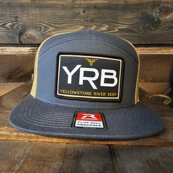 YRB Black Patch | 7 Panel Trucker | Richardson 168 | Charcoal/Old Gold